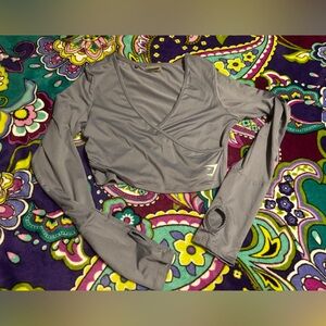 Gymshark Slate Blue/Grey Long Sleeve Crop Top